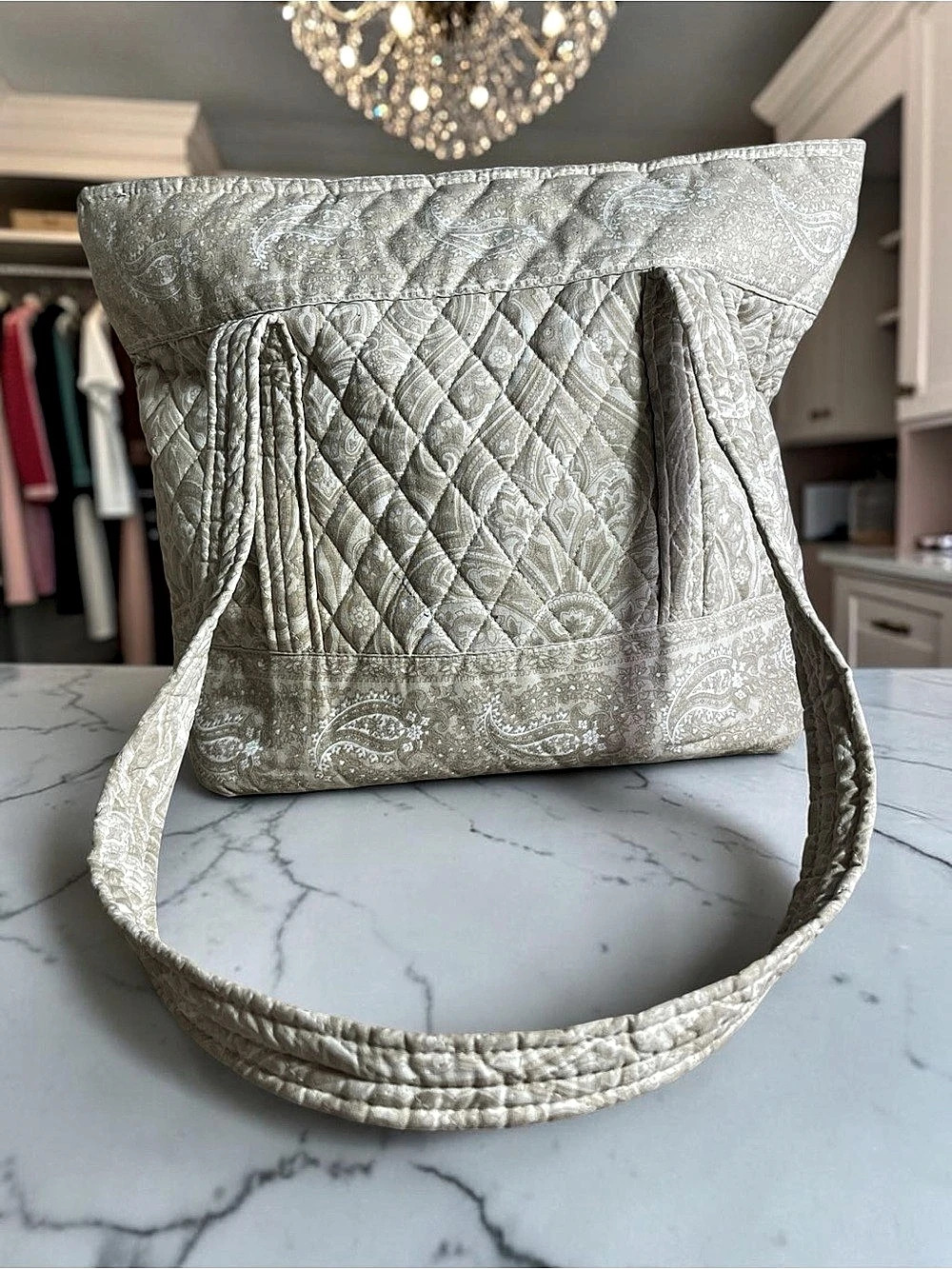 Vera Bradley Quilted Paisley Shoulder Bag in Cream